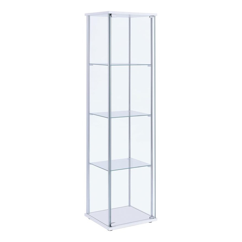 Pemberly Row Rectangular 4-shelf Glass Curio Cabinet White and Clear