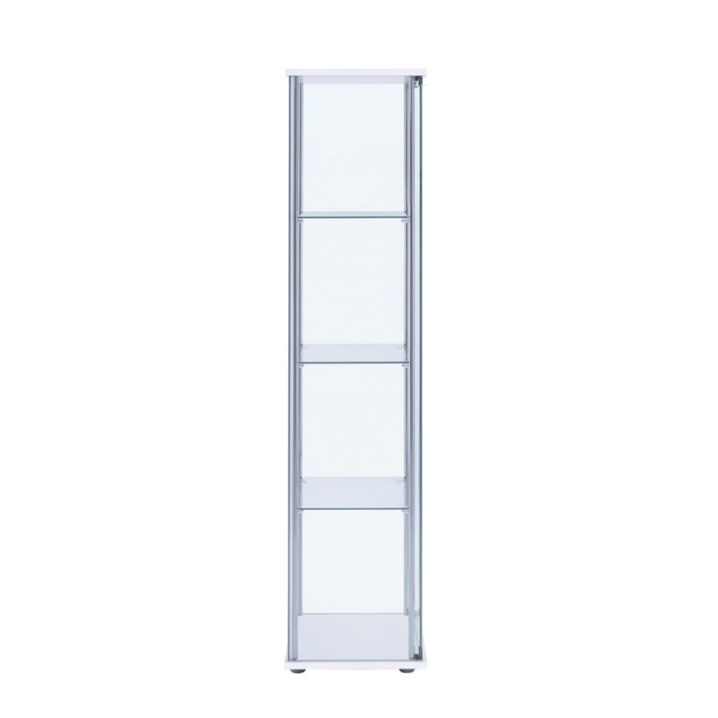 Pemberly Row Rectangular 4-shelf Glass Curio Cabinet White and Clear