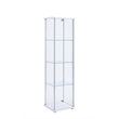 Pemberly Row Rectangular 4-shelf Glass Curio Cabinet White and Clear