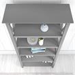 Pemberly Row 5 Shelves Coastal Wood Tall Bookcase in Cape Cod Gray