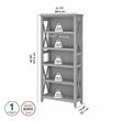 Pemberly Row 5 Shelves Coastal Wood Tall Bookcase in Cape Cod Gray