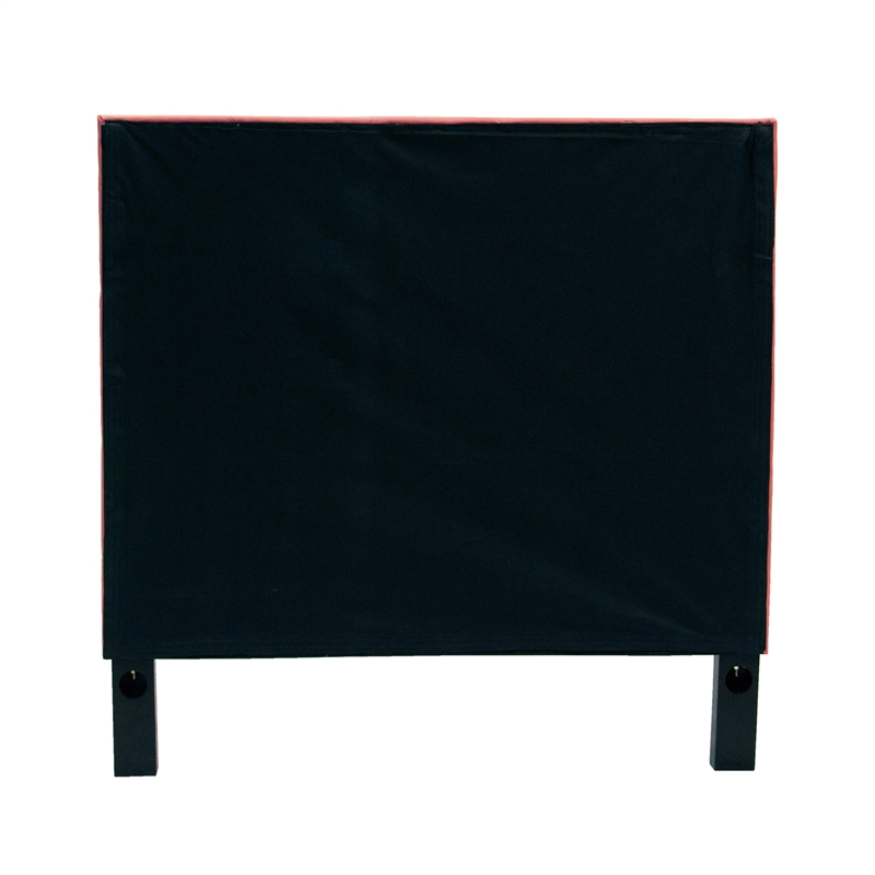 Pemberly Row Twin Upholstered Bed Frame with Slats in Pink Faux Leather