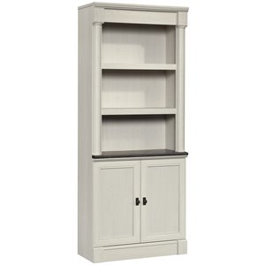 Pemberly Row Engineered Wood Bookcase in Glacier Oak/Rosso Slate Accent