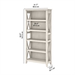 Pemberly Row 5 Shelves Coastal Wood Tall Bookcase in Line White Oak