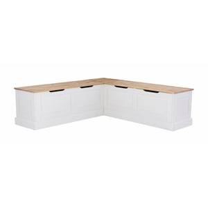 Pemberly Row Backless Wood Two Tone Breakfast Nook in Natural and White