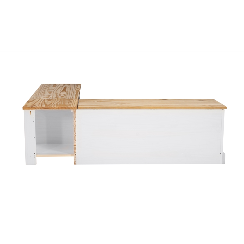 Pemberly Row Backless Wood Two Tone Breakfast Nook in Natural and White