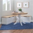 Pemberly Row Backless Wood Two Tone Breakfast Nook in Natural and White