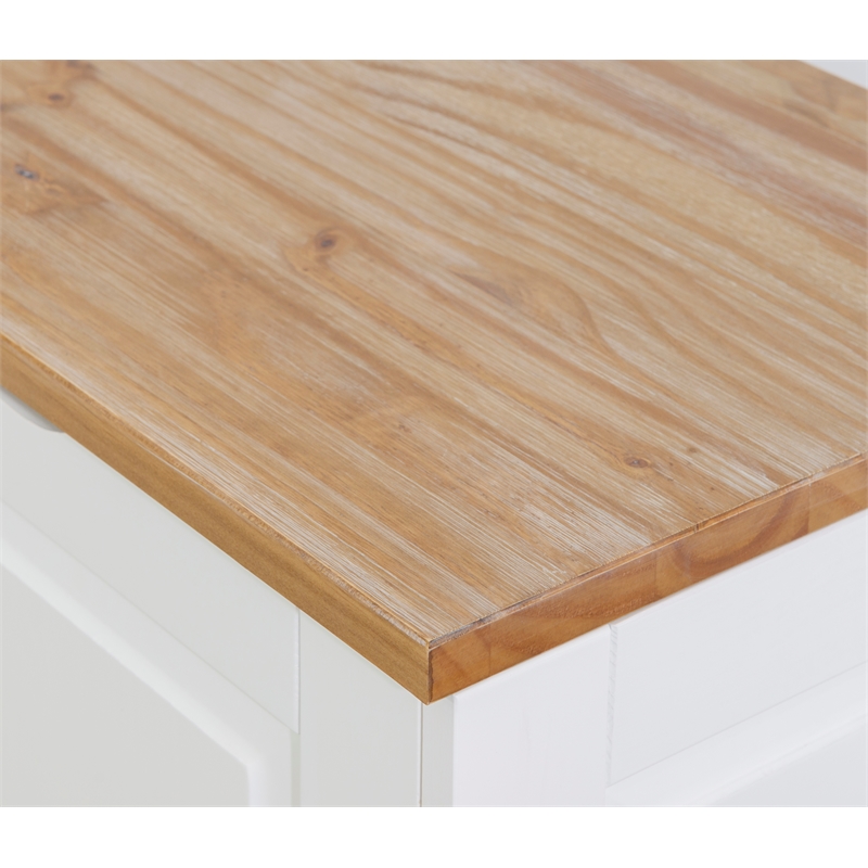 Pemberly Row Backless Wood Two Tone Breakfast Nook in Natural and White