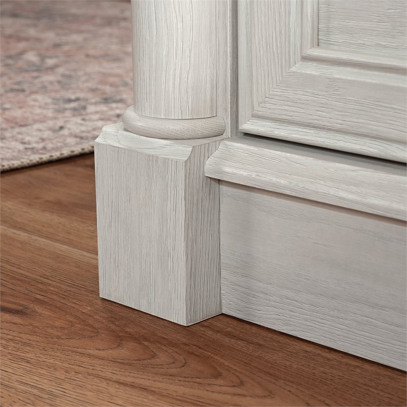 Pemberly Row Engineered Wood L-Shaped Desk in Glacier Oak/Rosso Slate Accents