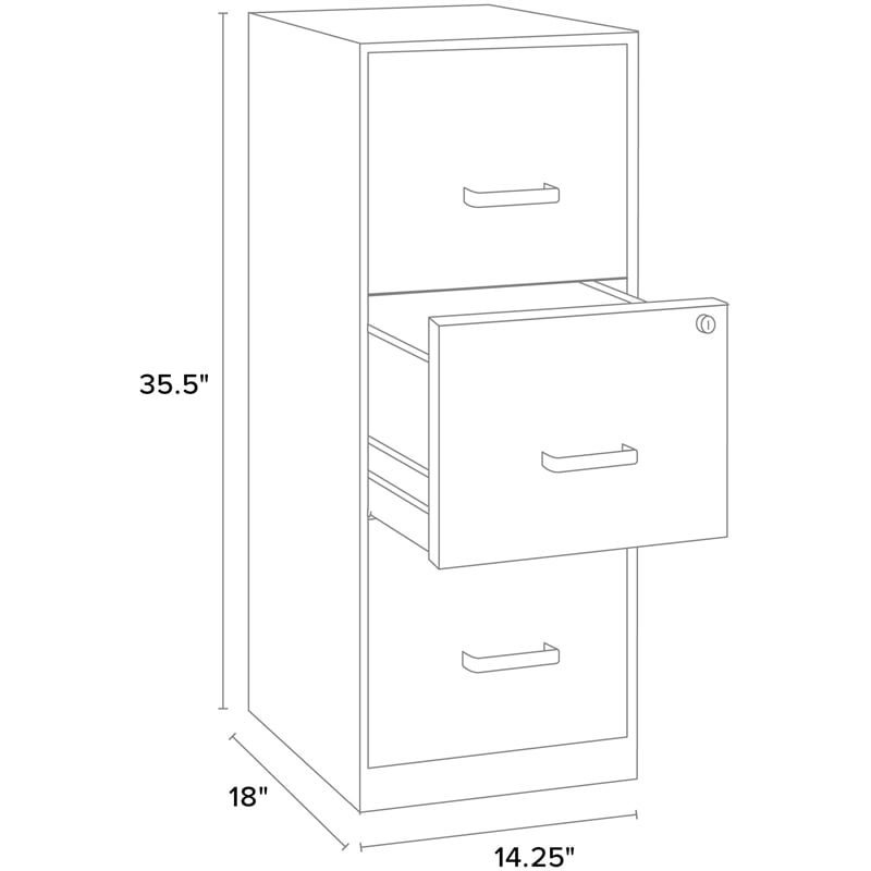 Space Solutions 3 Drawer Modern Metal Vertical File Cabinet with Lock in  Silver