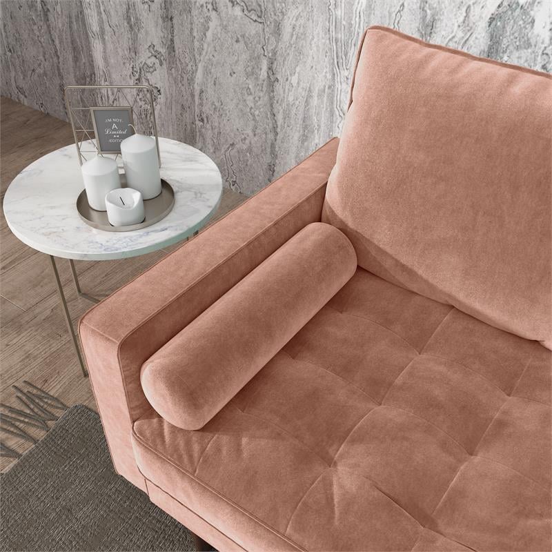 Pemberly Row Contemporary Velvet Living Room Loveseat In Rose