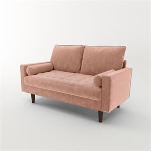 Pemberly Row Contemporary Velvet Living Room Loveseat In Rose