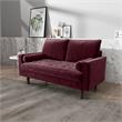 Pemberly Row Contemporary Velvet Living Room Loveseat In Rosy