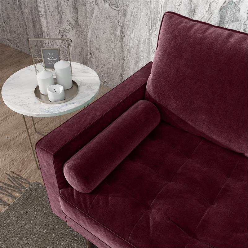 Pemberly Row Contemporary Velvet Living Room Loveseat In Rosy