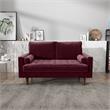 Pemberly Row Contemporary Velvet Living Room Loveseat In Rosy