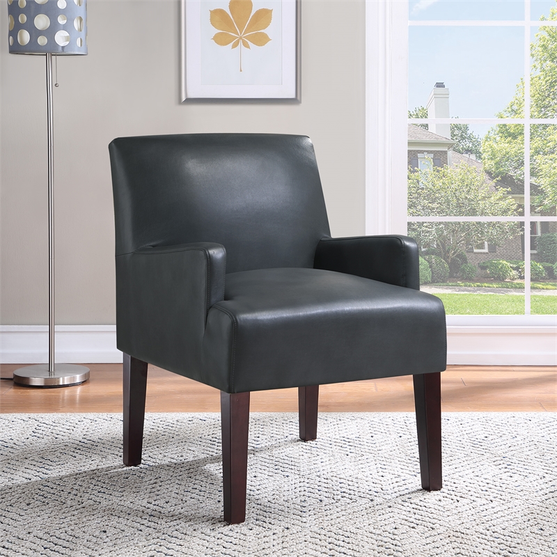 Pemberly Row Contemporary Guest Chair in Pewter Faux leather