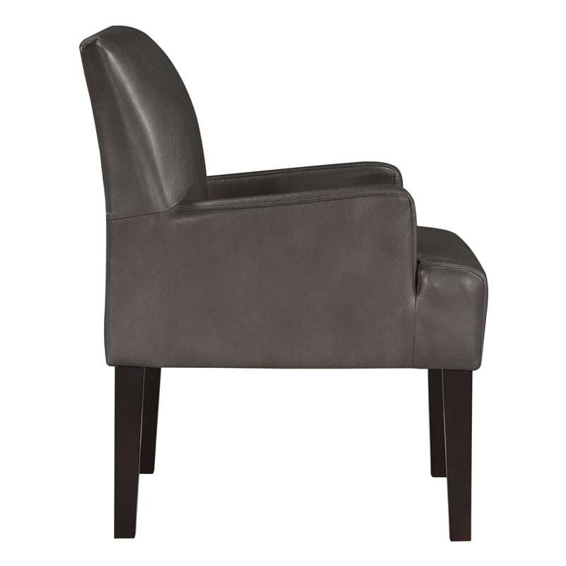 Pemberly Row Contemporary Guest Chair in Pewter Faux leather