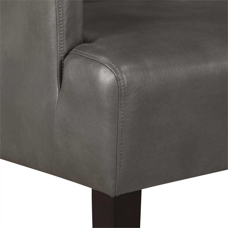 Pemberly Row Contemporary Guest Chair in Pewter Faux leather
