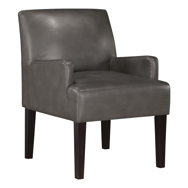Pemberly Row Contemporary Guest Chair in Pewter Faux leather