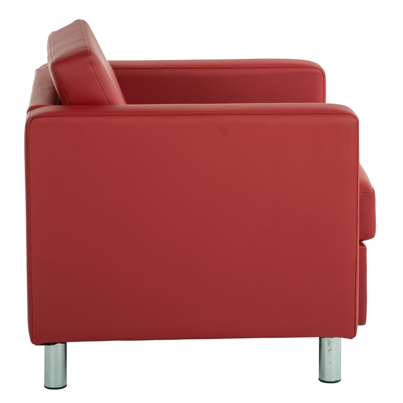 Pemberly Row Contemporary Armchair In Dillon Lipstick Red Vinyl Fabric