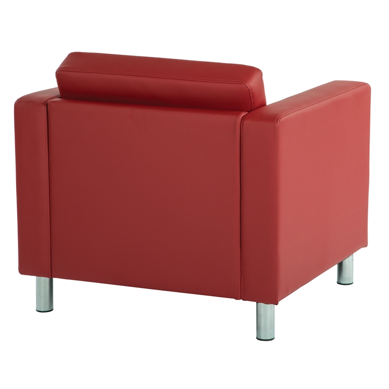Pemberly Row Contemporary Armchair In Dillon Lipstick Red Vinyl Fabric