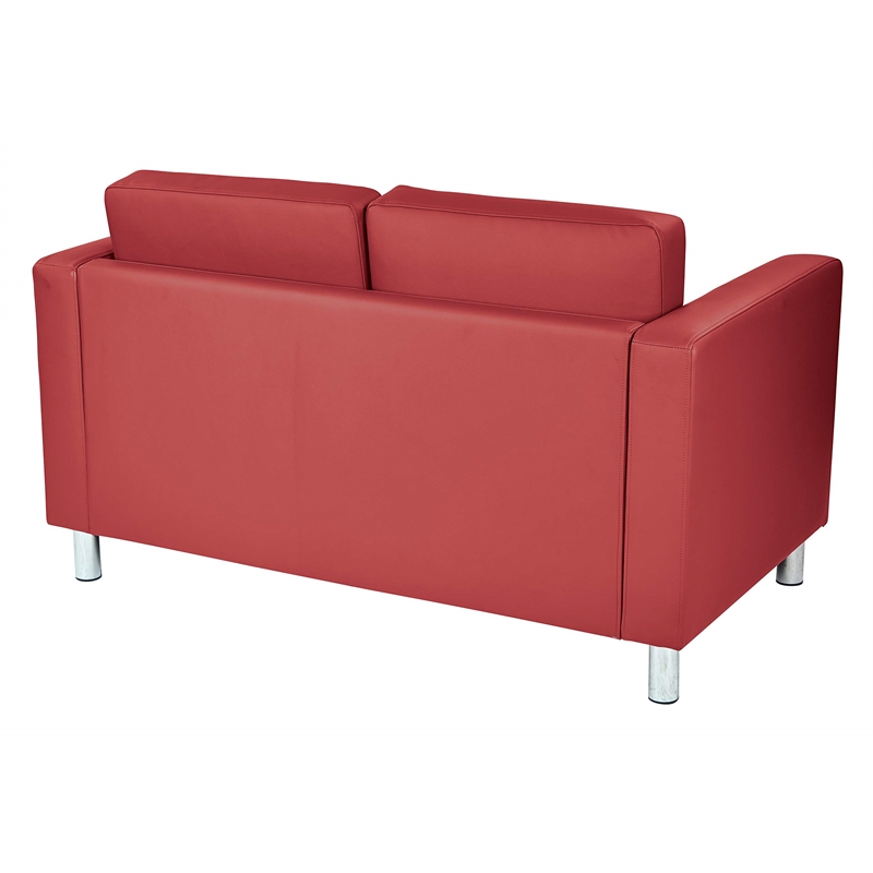 Pemberly Row Contemporary Loveseat In Dillon Lipstick Red Faux Leather