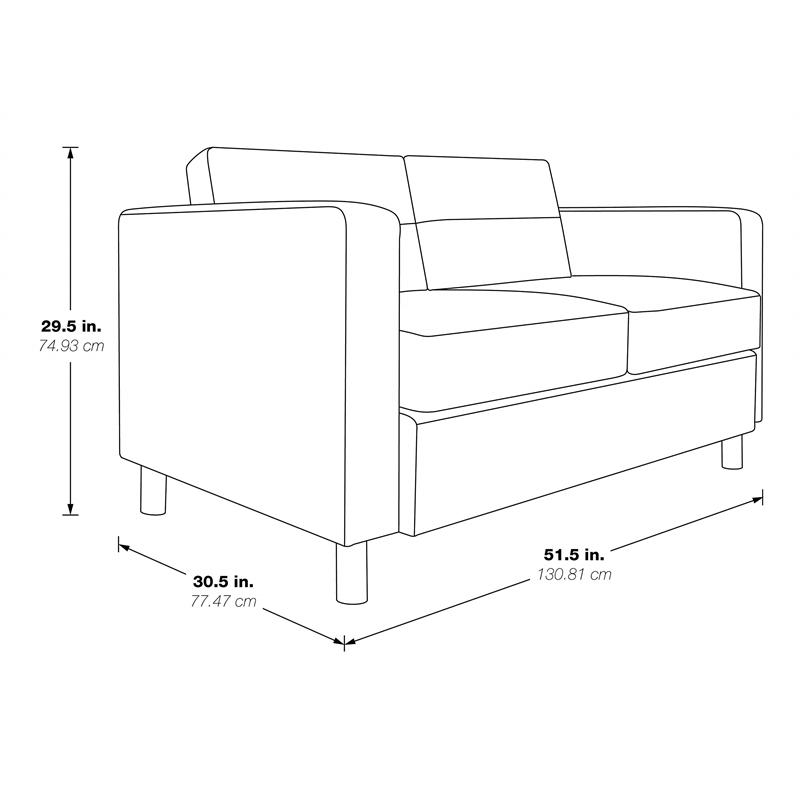 Pemberly Row Contemporary Loveseat In Dillon Lipstick Red Faux Leather