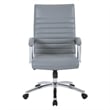 Pemberly Row Executive Mid-Back Chair in Gray Faux Leather with Padded Arms
