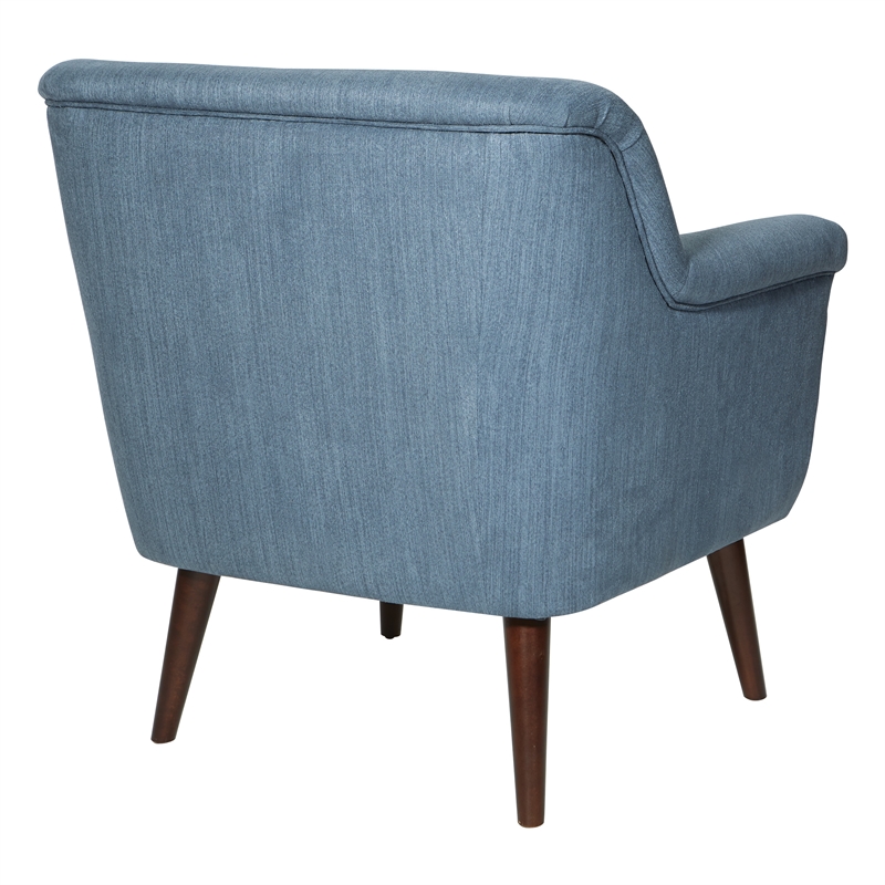 Pemberly Row Accent Chair in Blue Steel fabric with a Dark Coffee Finish Legs