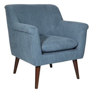 Pemberly Row Accent Chair in Blue Steel fabric with a Dark Coffee Finish Legs