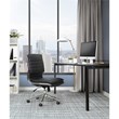 Pemberly Row Armless Mid Back Faux Leather Chair in Black with Chrome Base