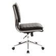 Pemberly Row Armless Mid Back Faux Leather Chair in Black with Chrome Base