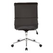 Pemberly Row Armless Mid Back Faux Leather Chair in Black with Chrome Base