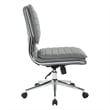 Pemberly Row Armless Mid Back Faux Leather Chair in Charcoal with Chrome Base