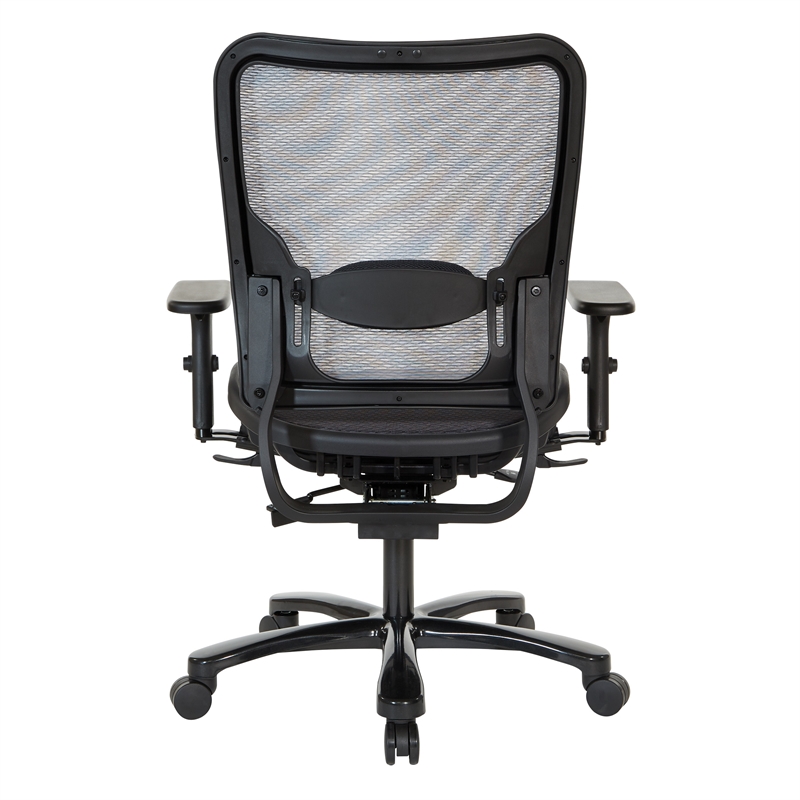 Pemberly Row Air Grid Ergonomic Chair with 2-Way Adjustable Arms in Black Fabric