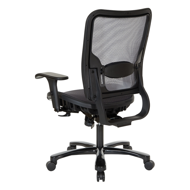 Pemberly Row Air Grid Ergonomic Chair with 2-Way Adjustable Arms in Black Fabric