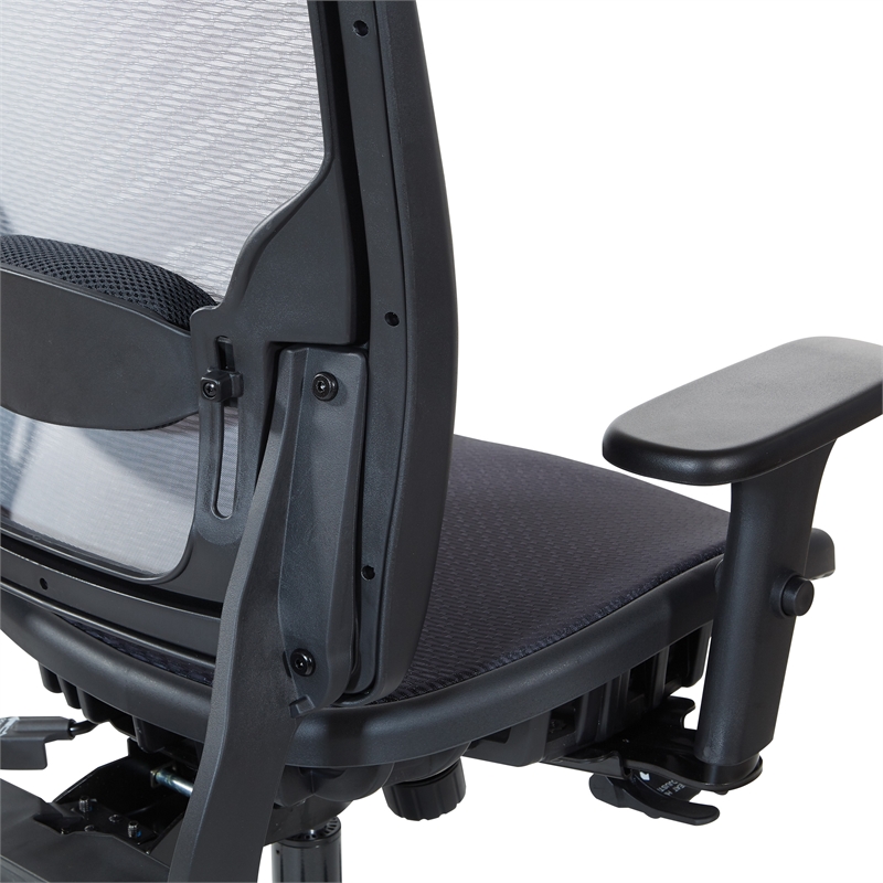 Pemberly Row Air Grid Ergonomic Chair with 2-Way Adjustable Arms in Black Fabric