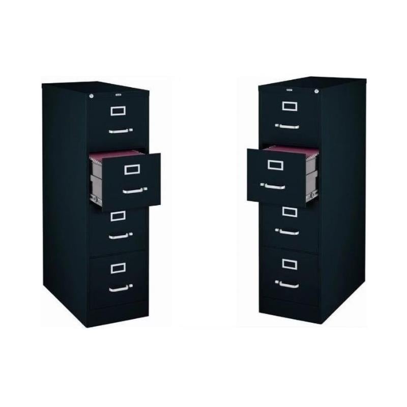 Pemberly Row 22-in Deep Metal 4 Drawer Vertical File Cabinet Black (Set of 2)