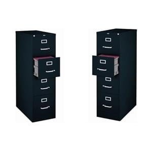 Pemberly Row 22-in Deep Metal 4 Drawer Vertical File Cabinet Black (Set of 2)