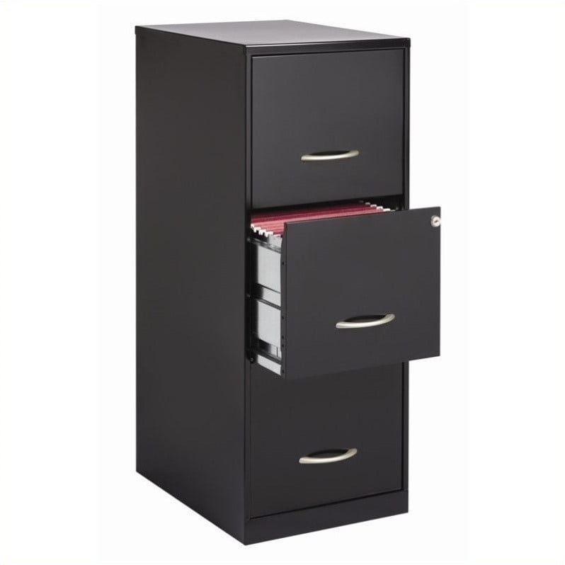 Pemberly Row Set of 2 4 and 3 Drawer Filing Cabinets in Black