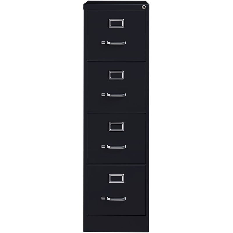 Pemberly Row Set of 2 4 and 3 Drawer Filing Cabinets in Black