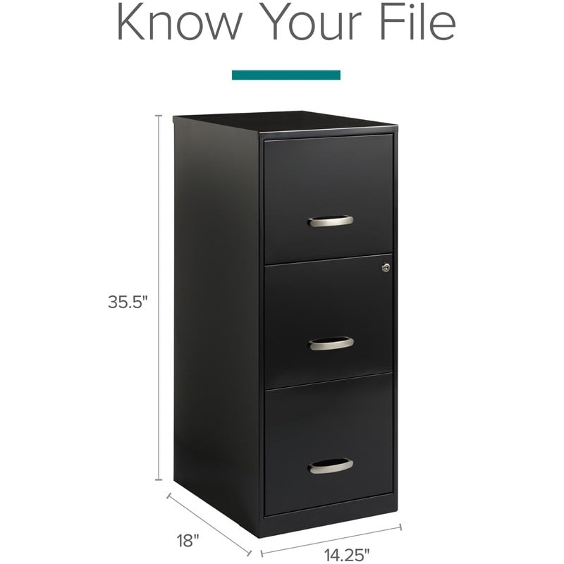 Pemberly Row Set of 2 4 and 3 Drawer Filing Cabinets in Black