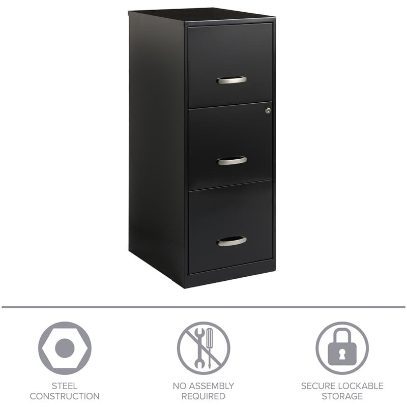 Pemberly Row Set of 2 4 and 3 Drawer Filing Cabinets in Black