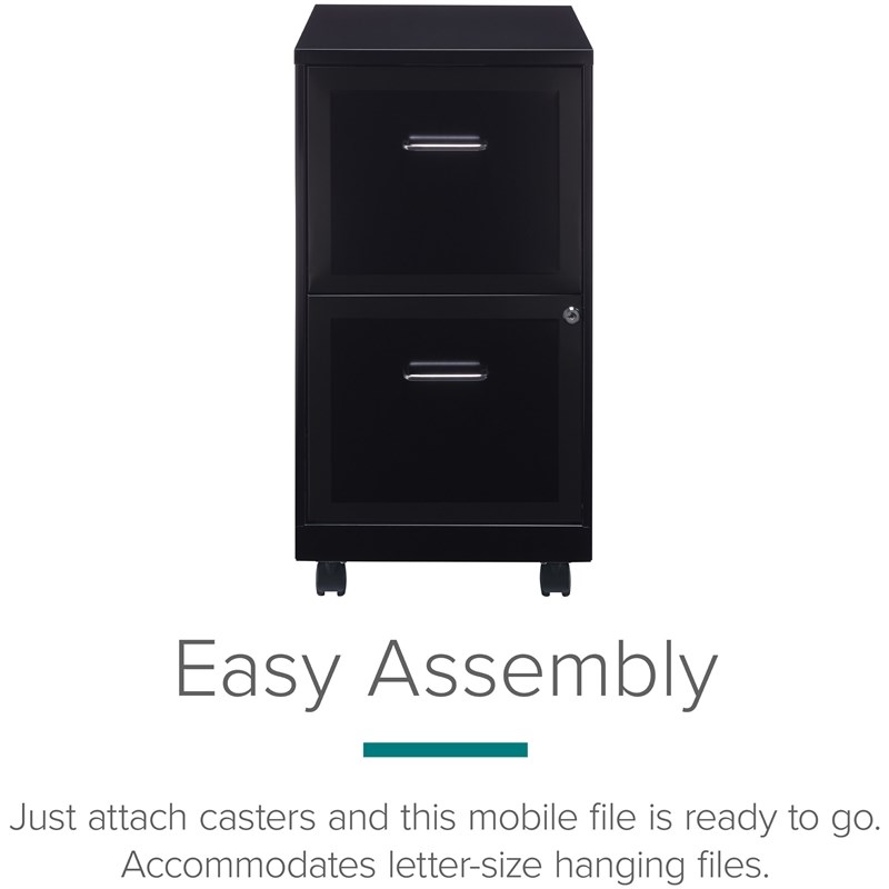 Pemberly Row 2 Set of 4 Drawer and Mobile 2 Drawer File Cabinet in Black