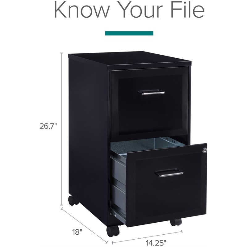 Pemberly Row 2 Set of 4 Drawer and Mobile 2 Drawer File Cabinet in Black