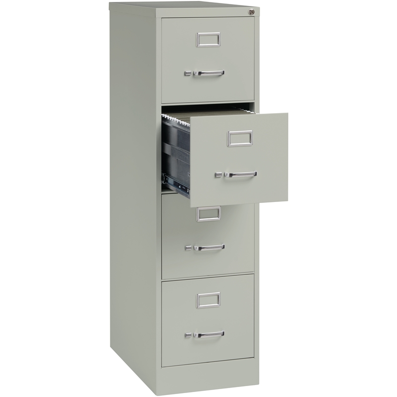 Pemberly Row 4 Drawer Metal Vertical Filing Cabinet Set in Light Gray (Set of 2)