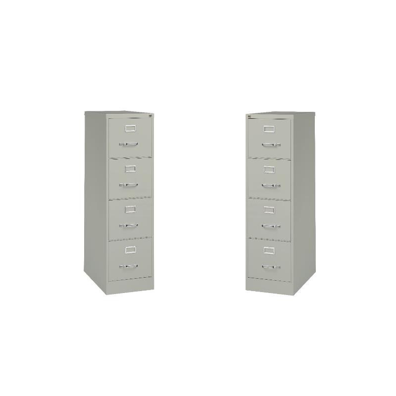 Pemberly Row 4 Drawer Metal Vertical Filing Cabinet Set in Light Gray (Set of 2)