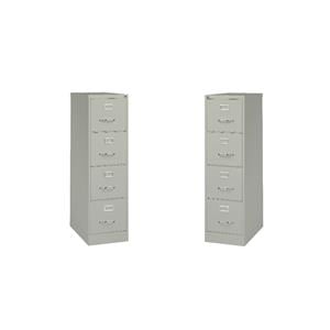 Pemberly Row 4 Drawer Metal Vertical Filing Cabinet Set in Light Gray (Set of 2)