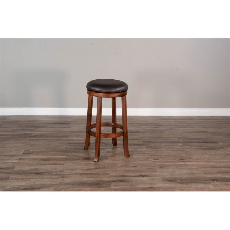 Pemberly Row Home Bar and Swivel Bar Stools in Vintage Mocha 3 Piece Set