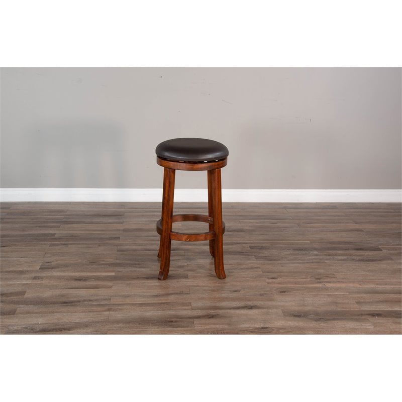Pemberly Row Home Bar and Swivel Bar Stools in Vintage Mocha 3 Piece Set